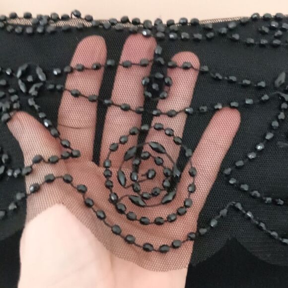 Witchy Sheer Overlay Dress Sz 16 XL Black Beaded Ruched Draped Whimsigoth Fairy. - Picture 8 of 16